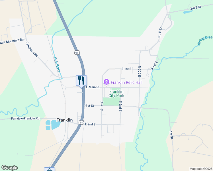 map of restaurants, bars, coffee shops, grocery stores, and more near 113 East Main Street in Franklin