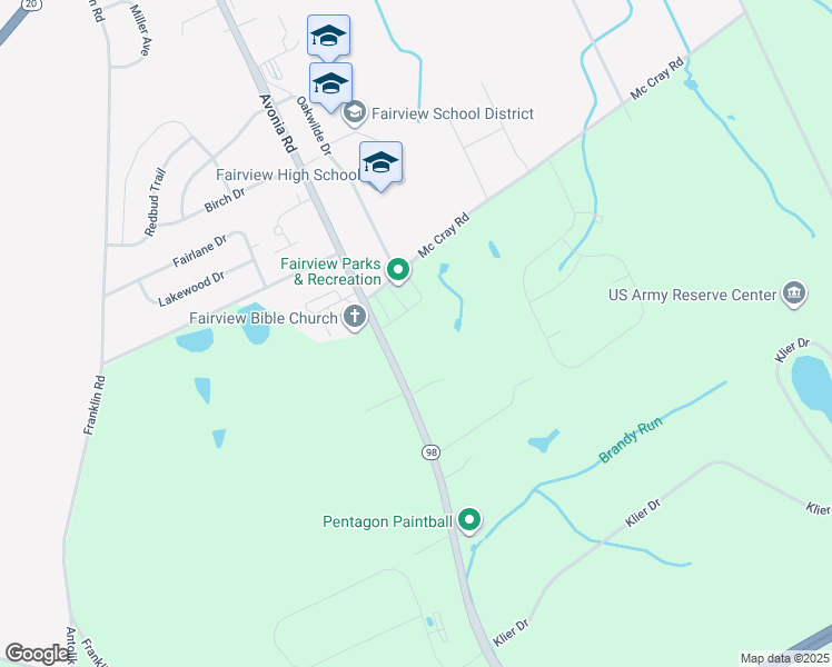 map of restaurants, bars, coffee shops, grocery stores, and more near 6201 Avonia Rd in Fairview