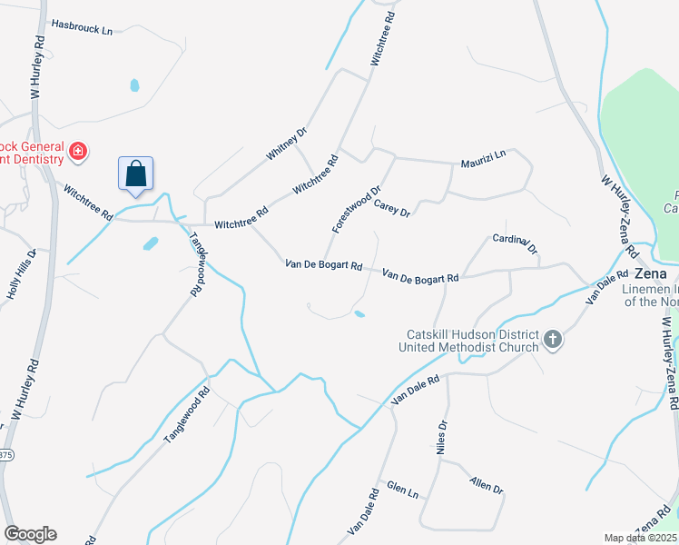 map of restaurants, bars, coffee shops, grocery stores, and more near 26 Van De Bogart Road in Woodstock