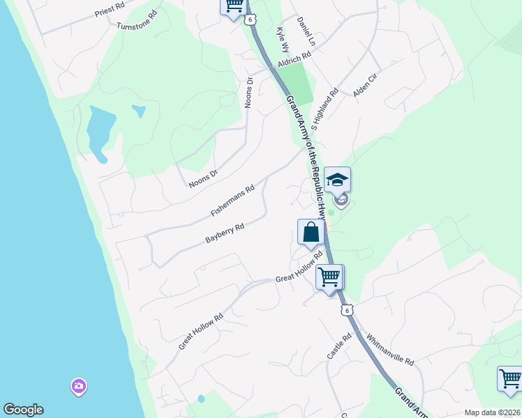 map of restaurants, bars, coffee shops, grocery stores, and more near 3 Bayberry Road in Truro