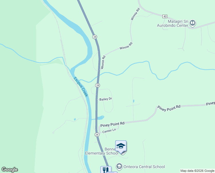 map of restaurants, bars, coffee shops, grocery stores, and more near 36 Beechford Drive in Boiceville