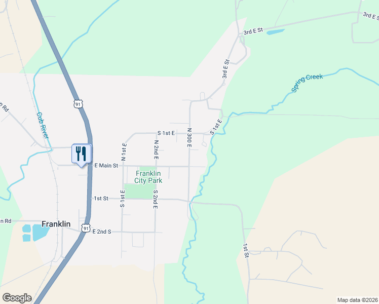 map of restaurants, bars, coffee shops, grocery stores, and more near 23 North 300 East in Franklin
