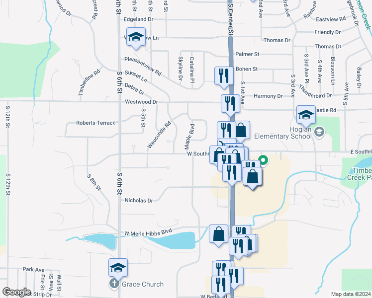 map of restaurants, bars, coffee shops, grocery stores, and more near 2308-2310 Maple Boulevard in Marshalltown