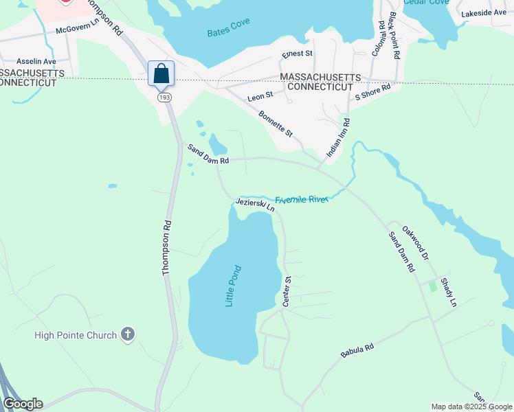 map of restaurants, bars, coffee shops, grocery stores, and more near 42 Jezierski Lane in Thompson
