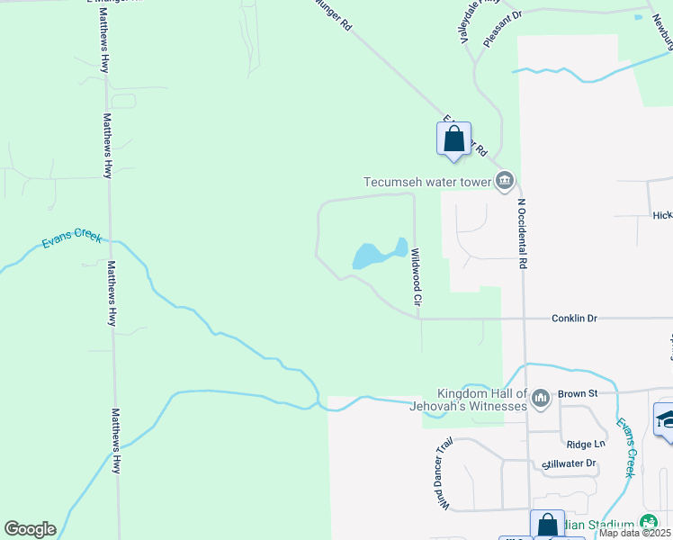 map of restaurants, bars, coffee shops, grocery stores, and more near 21 Wildwood Circle in Tecumseh