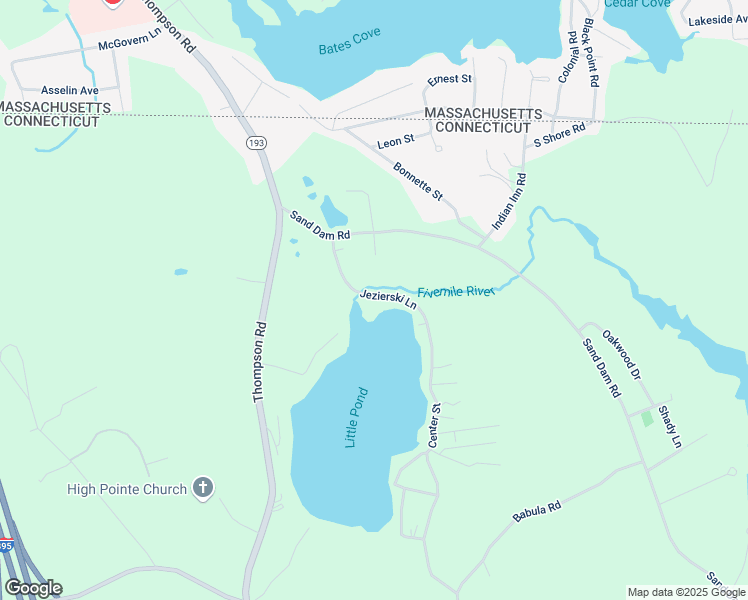 map of restaurants, bars, coffee shops, grocery stores, and more near 42 Jezierski Lane in Thompson