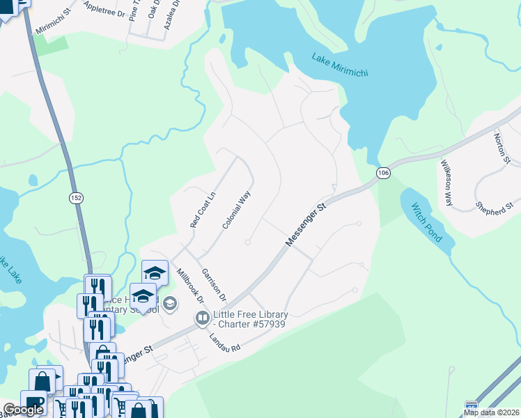 map of restaurants, bars, coffee shops, grocery stores, and more near 16 Coach Road in Plainville