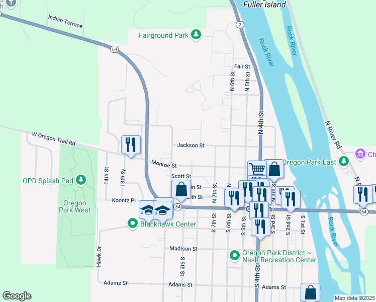 map of restaurants, bars, coffee shops, grocery stores, and more near 800 Monroe Street in Oregon