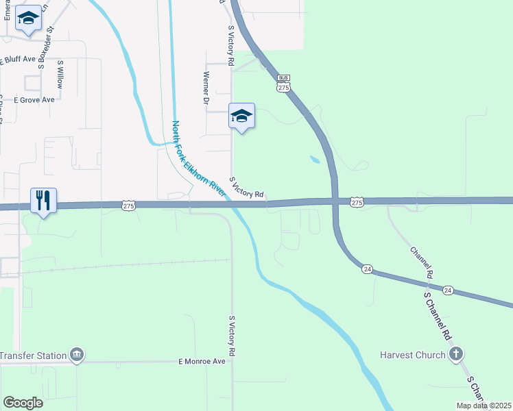 map of restaurants, bars, coffee shops, grocery stores, and more near East Omaha Avenue in Norfolk