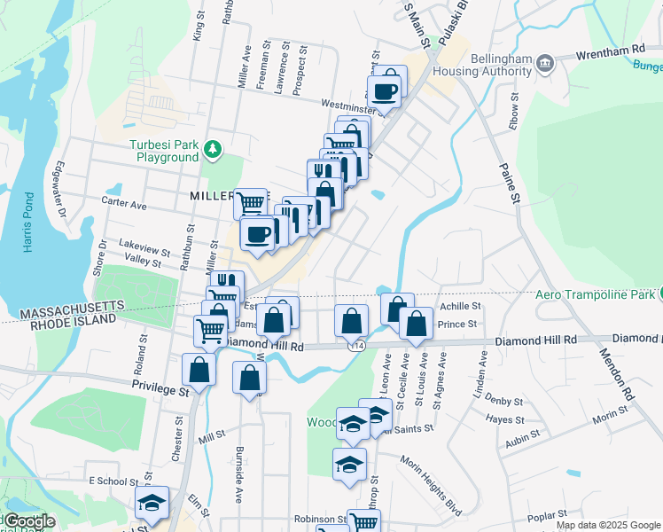 map of restaurants, bars, coffee shops, grocery stores, and more near 41 California Avenue in Bellingham