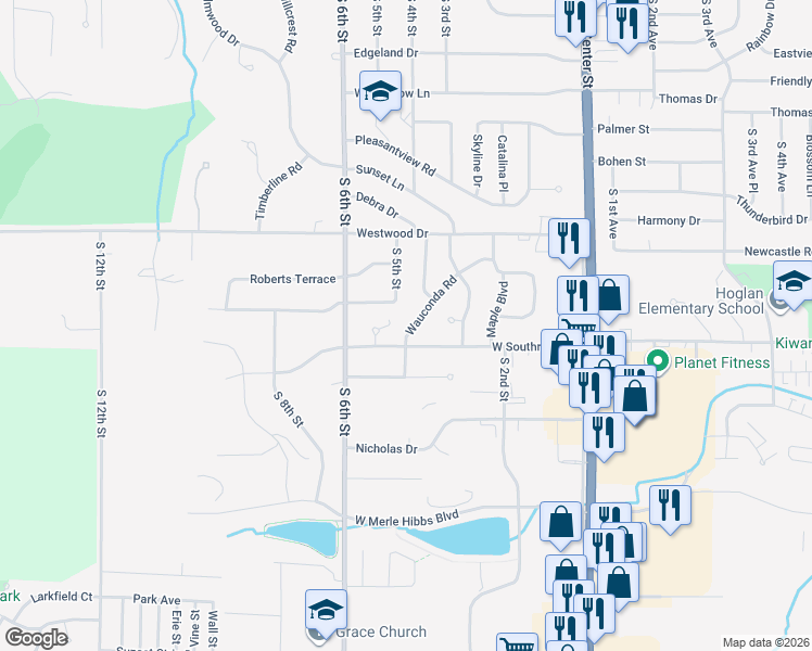 map of restaurants, bars, coffee shops, grocery stores, and more near 301-401 West Southridge Road in Marshalltown