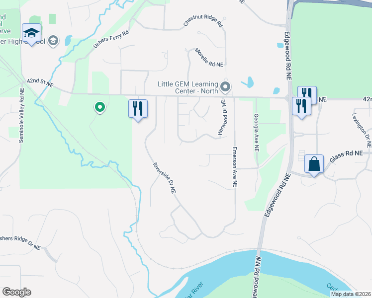 map of restaurants, bars, coffee shops, grocery stores, and more near 3811 Willowbend Court Northeast in Cedar Rapids