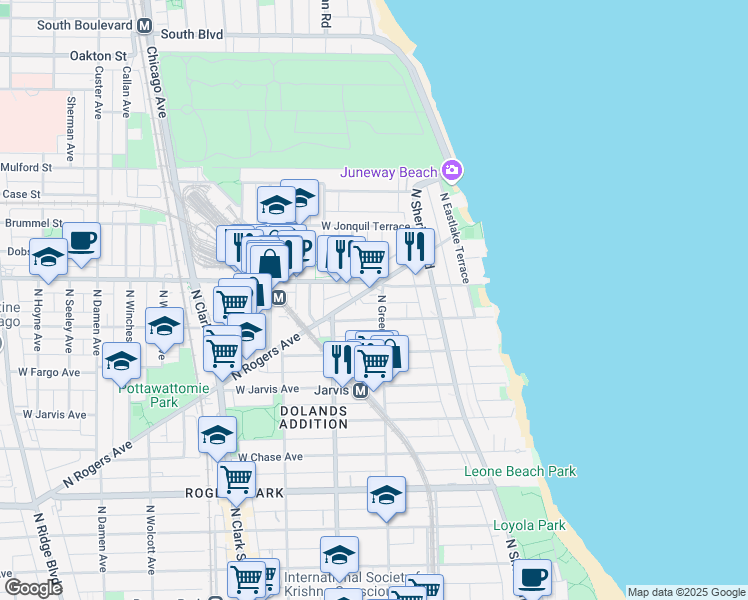 map of restaurants, bars, coffee shops, grocery stores, and more near in Chicago