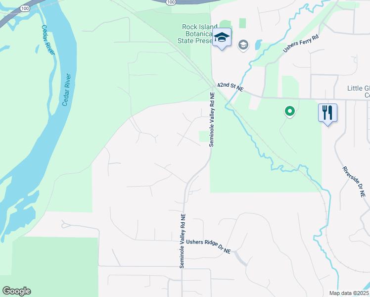 map of restaurants, bars, coffee shops, grocery stores, and more near 6707 Cedar View Court Northeast in Cedar Rapids