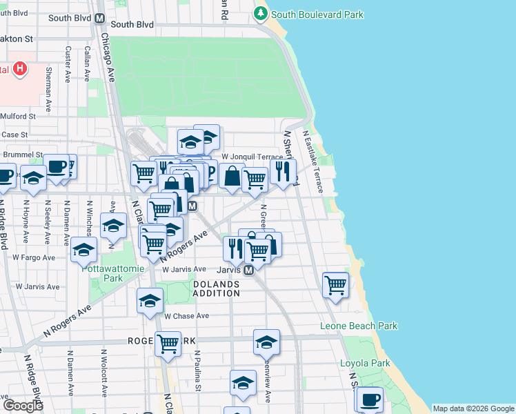 map of restaurants, bars, coffee shops, grocery stores, and more near in Chicago