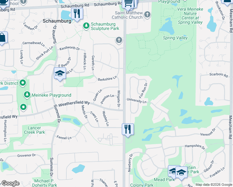 map of restaurants, bars, coffee shops, grocery stores, and more near 716 Groen Lane in Schaumburg
