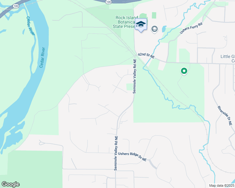 map of restaurants, bars, coffee shops, grocery stores, and more near 6707 Cedar View Court Northeast in Cedar Rapids