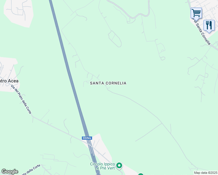 map of restaurants, bars, coffee shops, grocery stores, and more near 134 Via del Fosso di Monte Oliviero in Città metropolitana di Roma Capitale