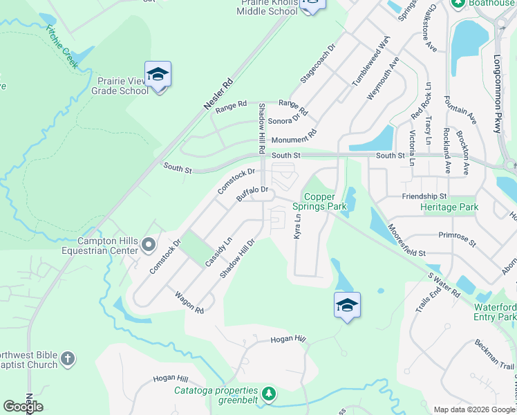 map of restaurants, bars, coffee shops, grocery stores, and more near 305 Buffalo Drive in Elgin