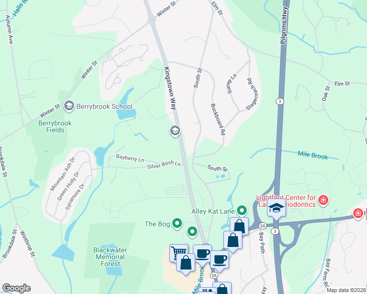 map of restaurants, bars, coffee shops, grocery stores, and more near 25 Kingstown Way in Duxbury