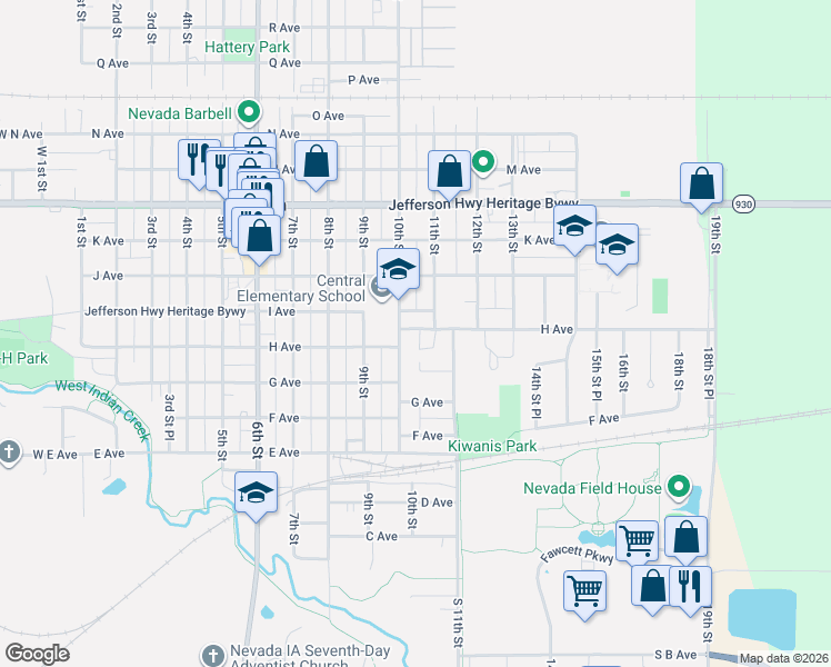 map of restaurants, bars, coffee shops, grocery stores, and more near in Nevada