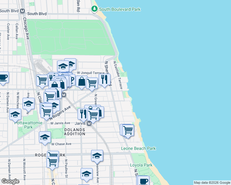map of restaurants, bars, coffee shops, grocery stores, and more near in Chicago