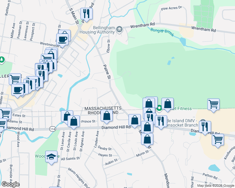 map of restaurants, bars, coffee shops, grocery stores, and more near 194 Paine Street in Bellingham
