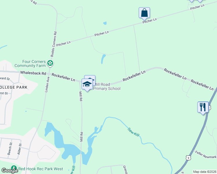 map of restaurants, bars, coffee shops, grocery stores, and more near 84 Rockefeller Lane in Red Hook