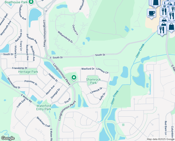 map of restaurants, bars, coffee shops, grocery stores, and more near 592 Wexford Court in Elgin