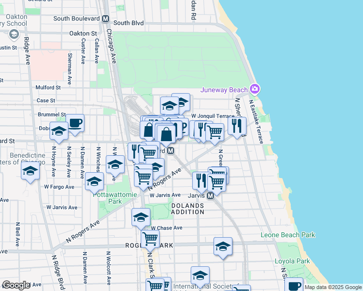 map of restaurants, bars, coffee shops, grocery stores, and more near in Cook County