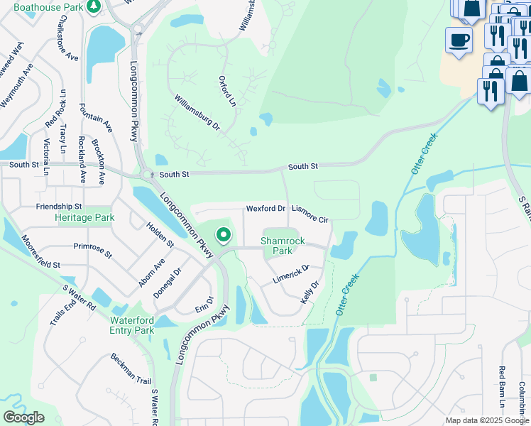 map of restaurants, bars, coffee shops, grocery stores, and more near 592 Wexford Court in Elgin