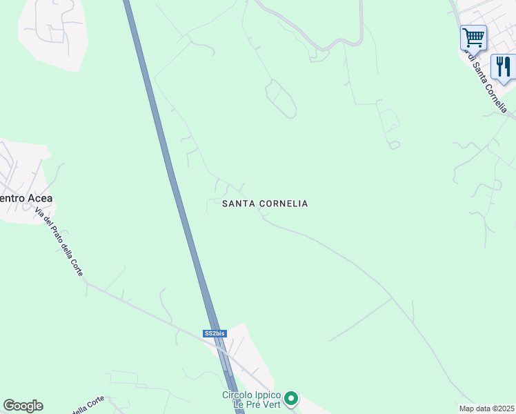 map of restaurants, bars, coffee shops, grocery stores, and more near 134 Via del Fosso di Monte Oliviero in Città metropolitana di Roma Capitale