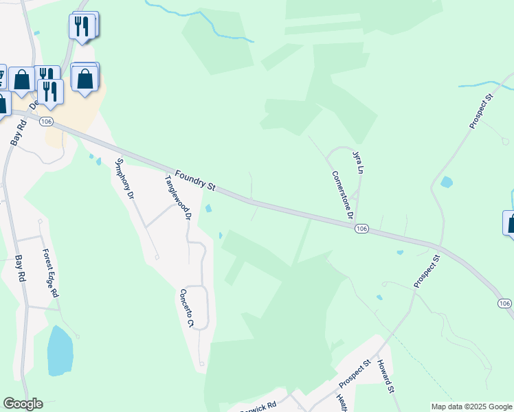 map of restaurants, bars, coffee shops, grocery stores, and more near 8 Chandler Way in Easton