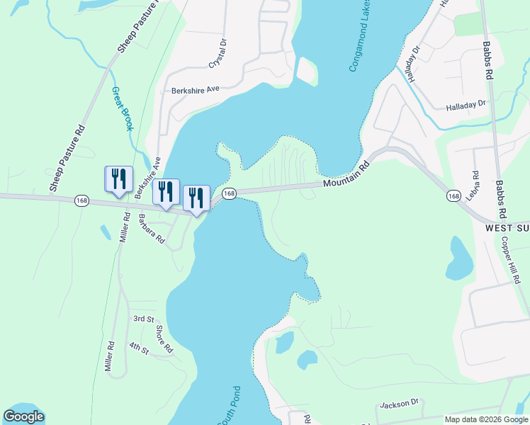 map of restaurants, bars, coffee shops, grocery stores, and more near 20 Sunset Drive in Suffield