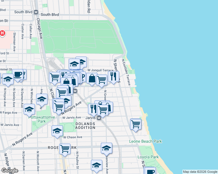 map of restaurants, bars, coffee shops, grocery stores, and more near in Chicago