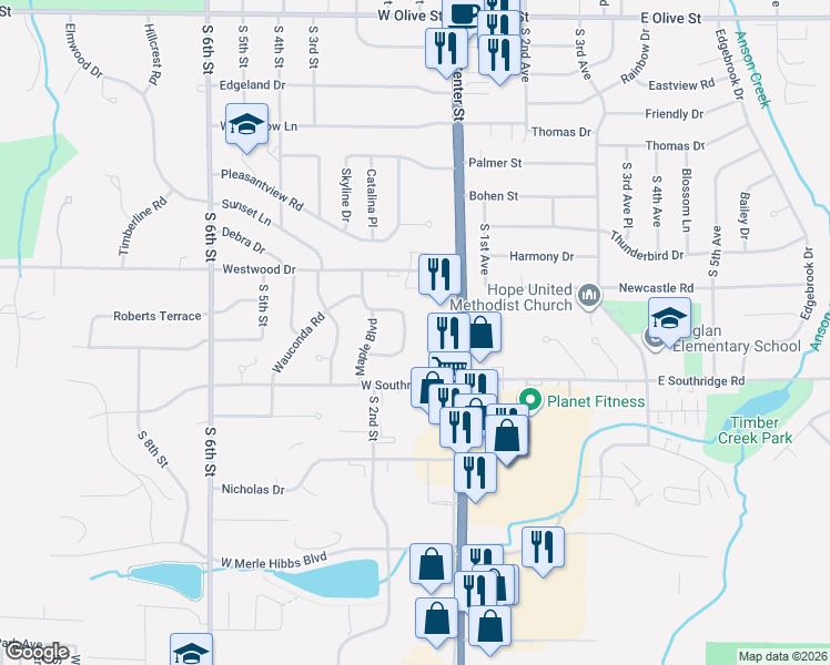 map of restaurants, bars, coffee shops, grocery stores, and more near 2215 Gary Court in Marshalltown