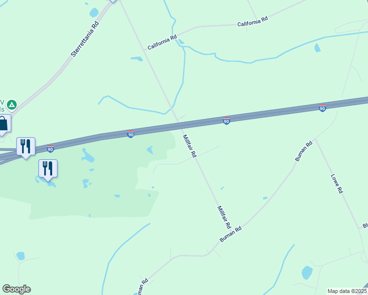 map of restaurants, bars, coffee shops, grocery stores, and more near 8052 Millfair Rd in Fairview