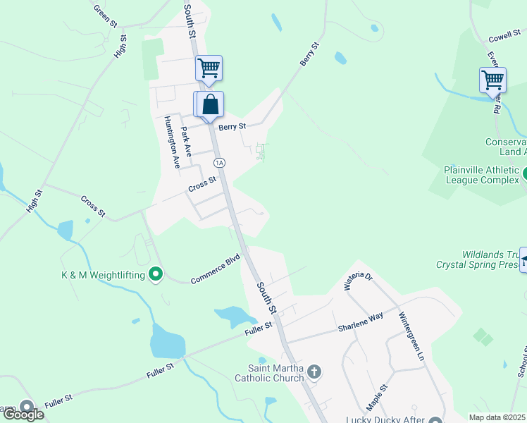 map of restaurants, bars, coffee shops, grocery stores, and more near Morse Avenue in Plainville