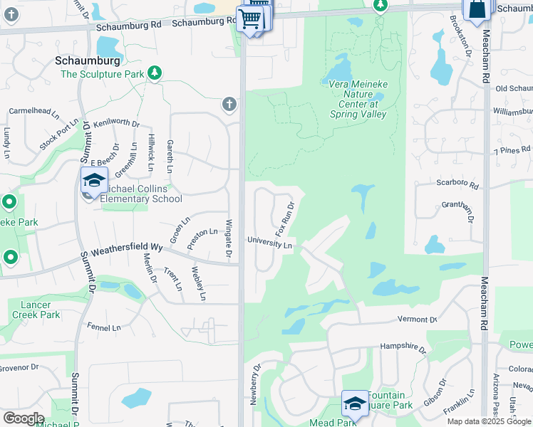 map of restaurants, bars, coffee shops, grocery stores, and more near 120 Red Fox Lane in Elk Grove Village