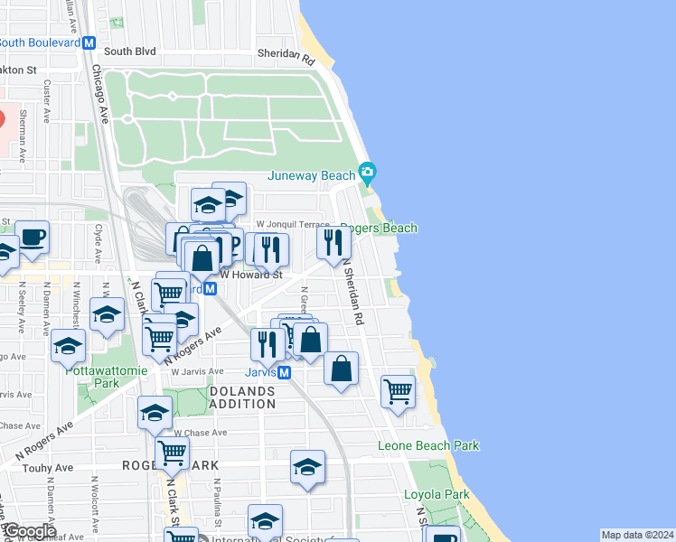 map of restaurants, bars, coffee shops, grocery stores, and more near in Chicago