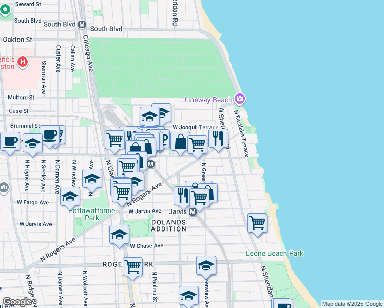 map of restaurants, bars, coffee shops, grocery stores, and more near in Chicago