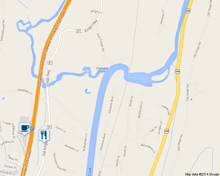 map of restaurants, bars, coffee shops, grocery stores, and more near 126 Glenerie Blvd in Saugerties
