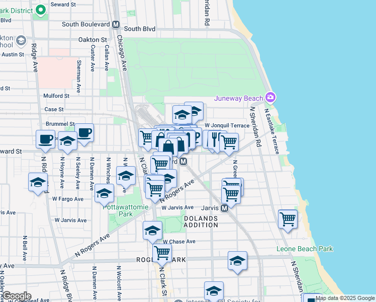 map of restaurants, bars, coffee shops, grocery stores, and more near in Cook County