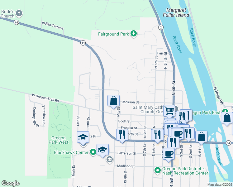 map of restaurants, bars, coffee shops, grocery stores, and more near 410 Mix Street in Oregon