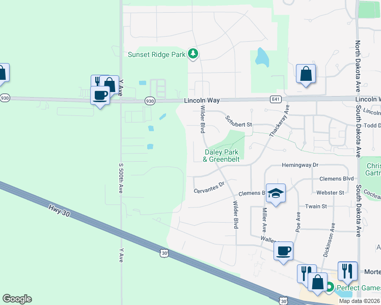 map of restaurants, bars, coffee shops, grocery stores, and more near 5445 Frost Drive in Ames