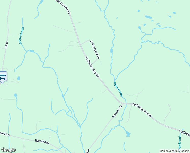 map of restaurants, bars, coffee shops, grocery stores, and more near 569 Halladay Avenue West in Suffield