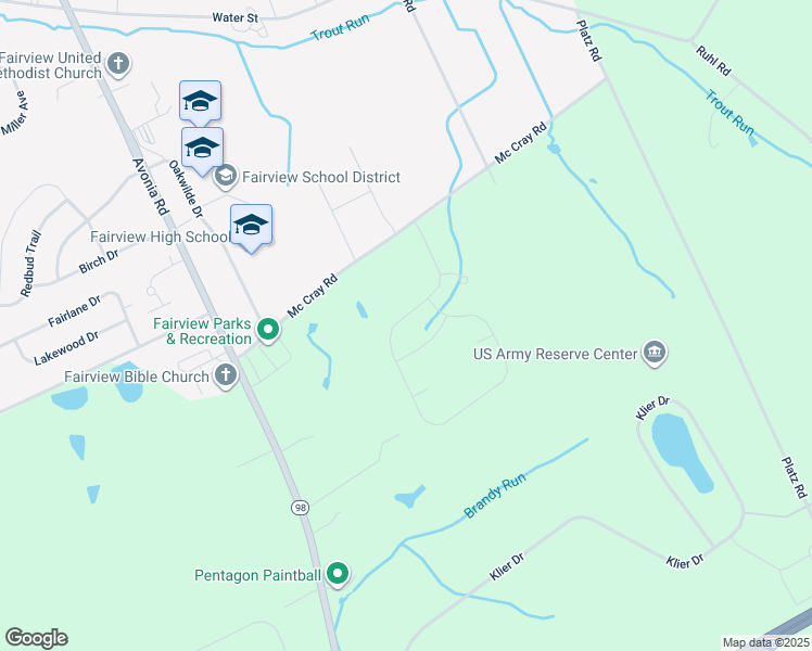 map of restaurants, bars, coffee shops, grocery stores, and more near 6195 Brandy Run in Fairview