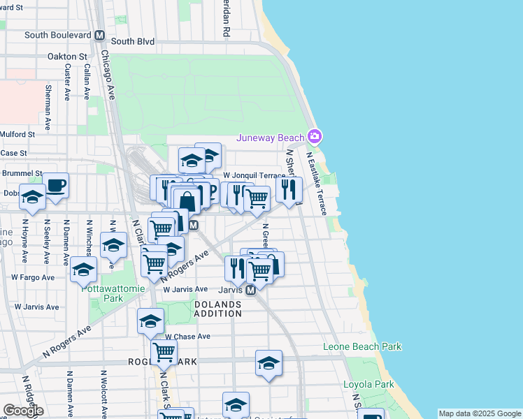 map of restaurants, bars, coffee shops, grocery stores, and more near in Chicago