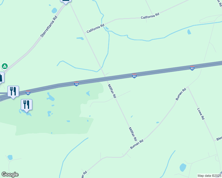 map of restaurants, bars, coffee shops, grocery stores, and more near 8052 Millfair Rd in Fairview