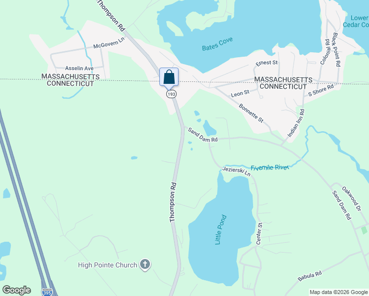 map of restaurants, bars, coffee shops, grocery stores, and more near 1343 Thompson Road in Thompson